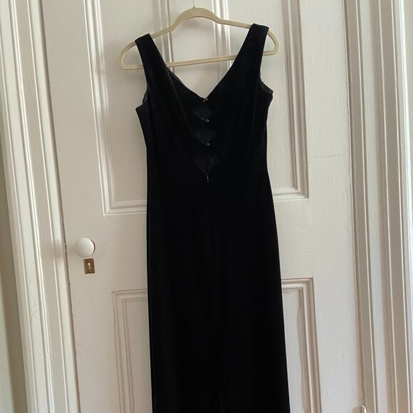 Vintage Ell Jay Black and Gold Velvet Dress - Picture 5 of 7